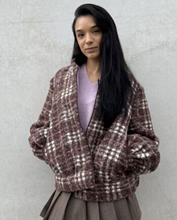 Chaqueta bomber mujer cuadros marrón