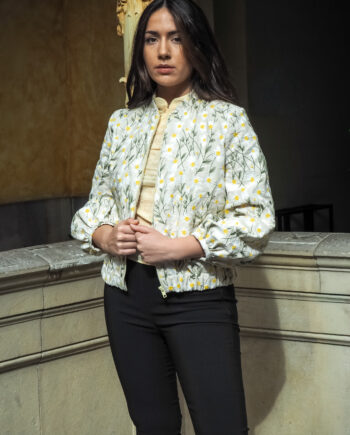 Bomber mujer denim flores