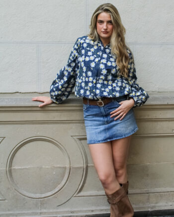Bomber mujer denim floral