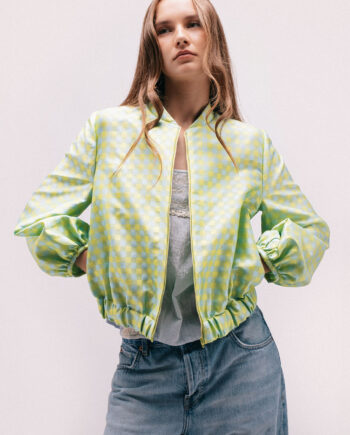 Chaqueta bomber mujer vichy verde