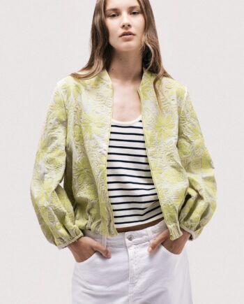 Chaqueta bomber mujer lino bordada