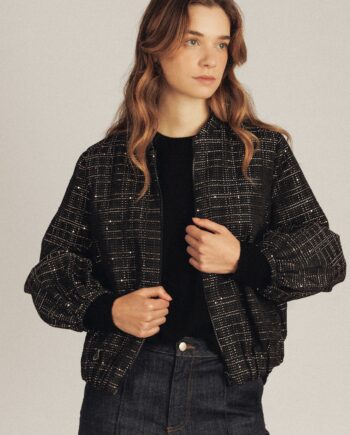 Chaqueta bomber mujer lentejuelas brillo