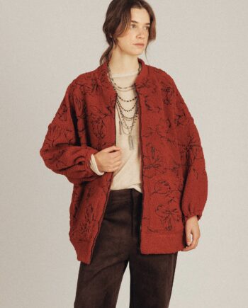 Chaqueta bomber mujer borreguito roja