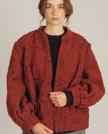 Chaqueta bomber mujer borreguito rojo